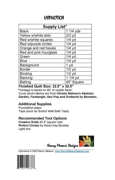 Back of the Hypnotica Downloadable Pattern by Nancy Messuri Designs