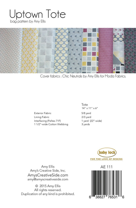 Back of the Uptown Tote Bag Pattern by Amys Creative Side