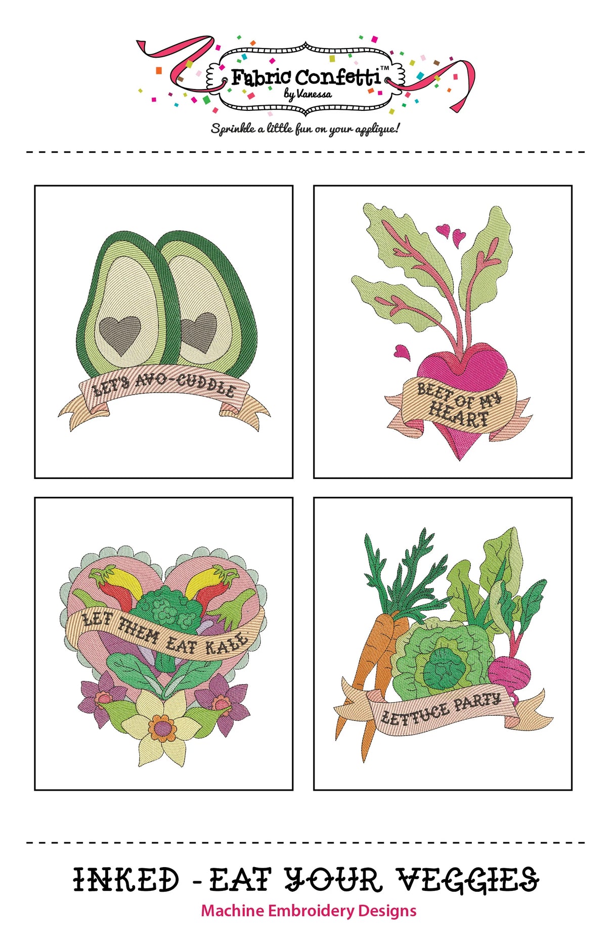 Inked - Eat Your Veggies for Machine Embroidery by Fabric Confetti