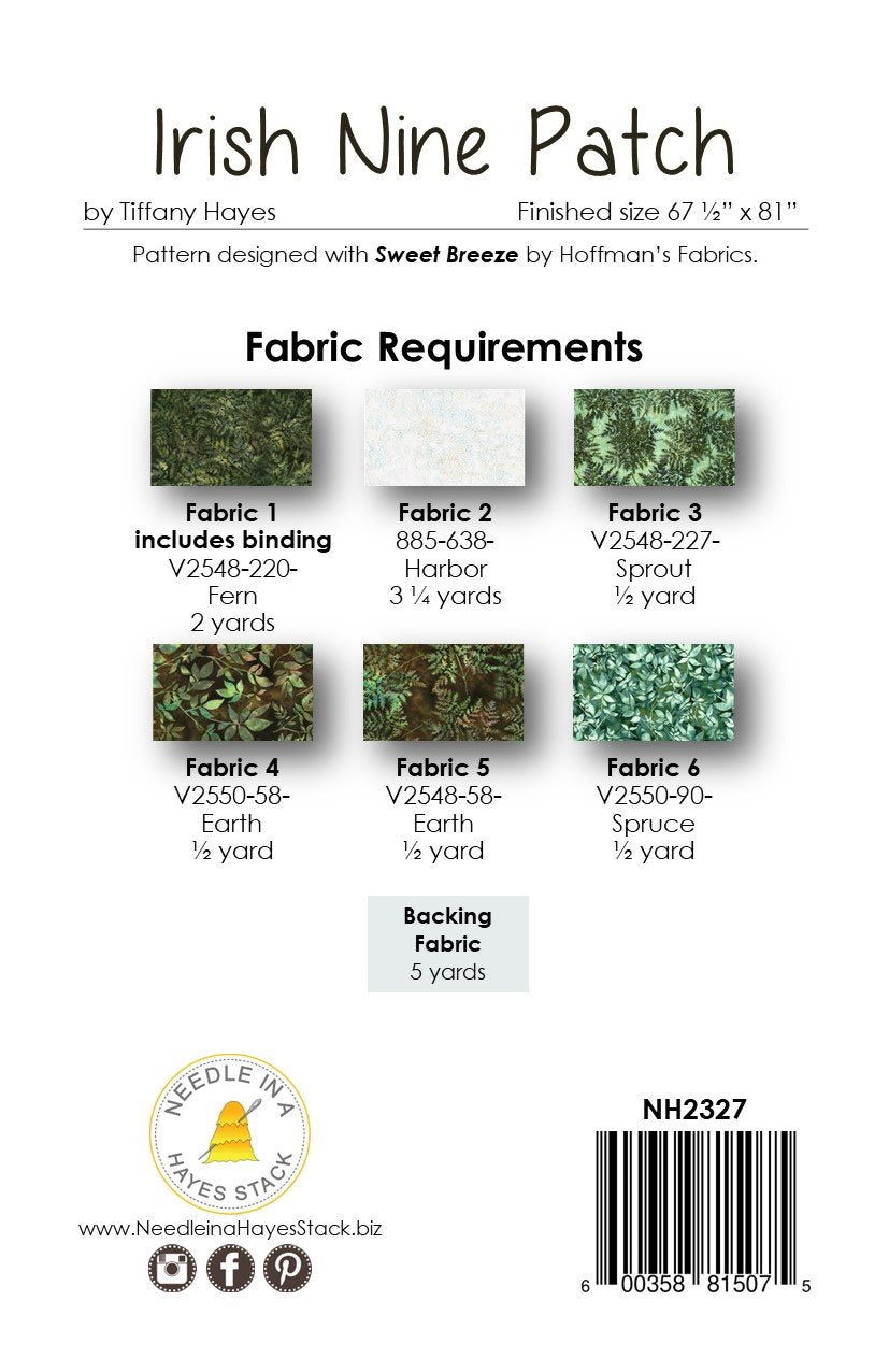 Back of the Irish Nine Patch Downloadable Pattern by Needle In A Hayes Stack