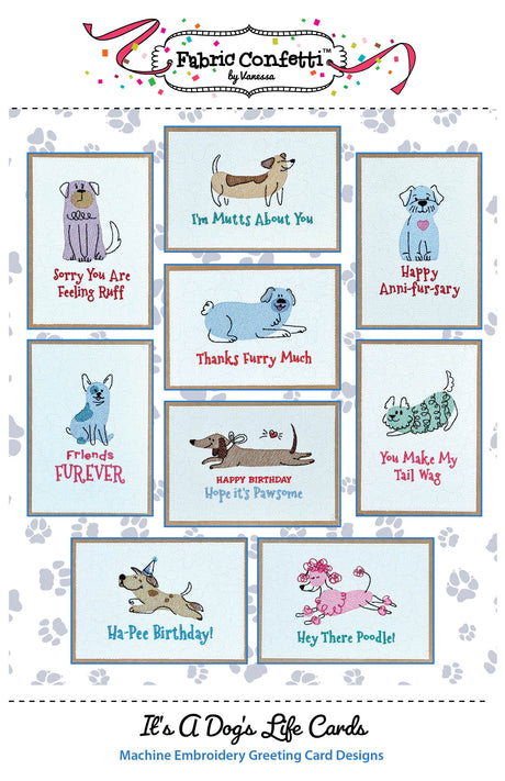 It's A Dog's Life Greeting Cards Downloadable Pattern by Fabric Confetti