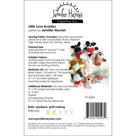 Back of the Little Love Buddies Pattern by  Jennifer Heynen Creative Co.