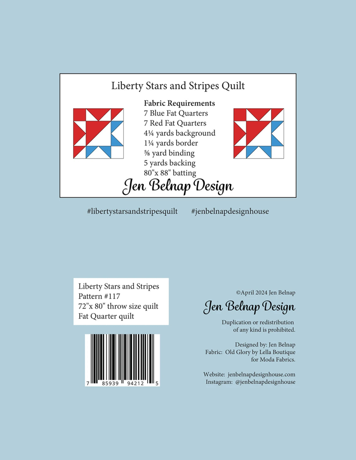 Back of the Liberty Stars and Stripes Quilt Pattern by Jen Belnap Design House
