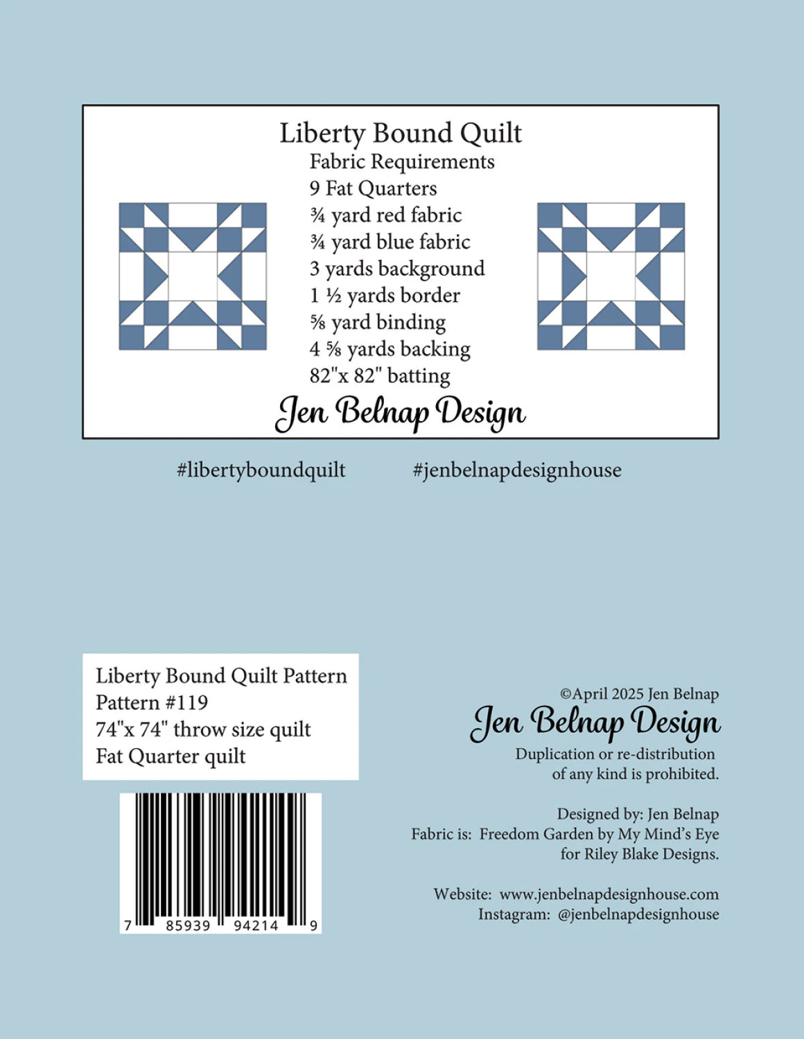 Back of the Liberty Bound Quilt Pattern by Jen Belnap Design House