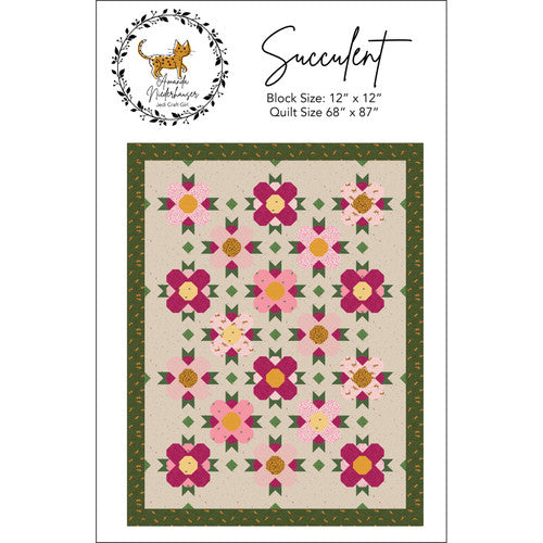 Succulent Quilt Pattern - Amanda Niederhauser - Jedi Craft Girl - 12" x 12"