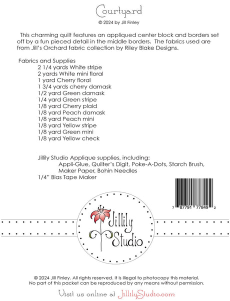 Back of the Courtyard Quilt Pattern by Jillily Studio