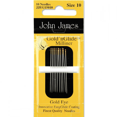 John James GoldN Glide Milliners / Straw Needles Size 10