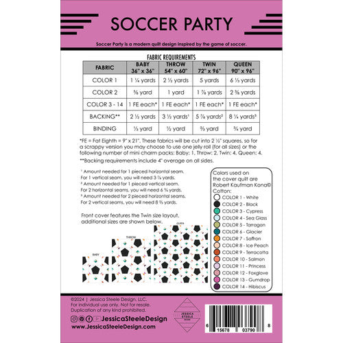 Back of the Soccer Party quilt pattern by Jessica Steele Design