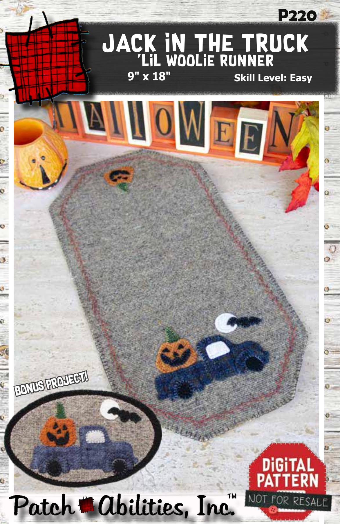 Jack in the Truck 'lil Woolie Runner Downloadable Pattern by Patch Abilities - Patterns
