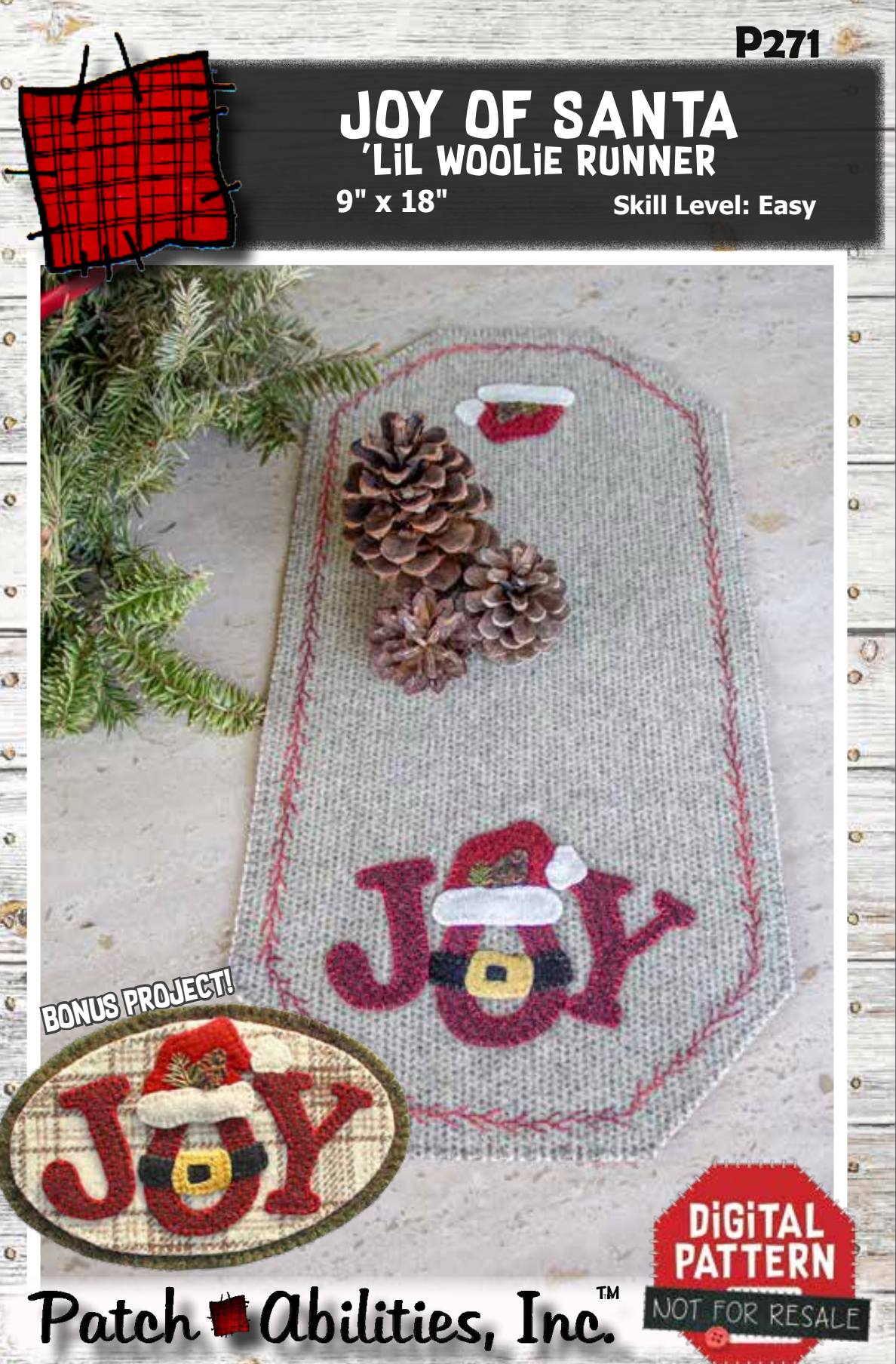 Joy of Santa 'lil Woolie Runner Downloadable Pattern by Patch Abilities - Patterns