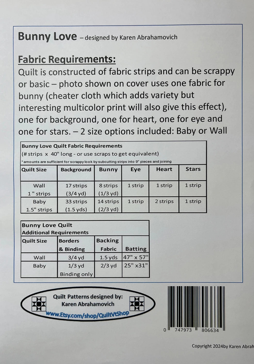 Bunny Love Quilt Pattern by Karen Abrahamovich