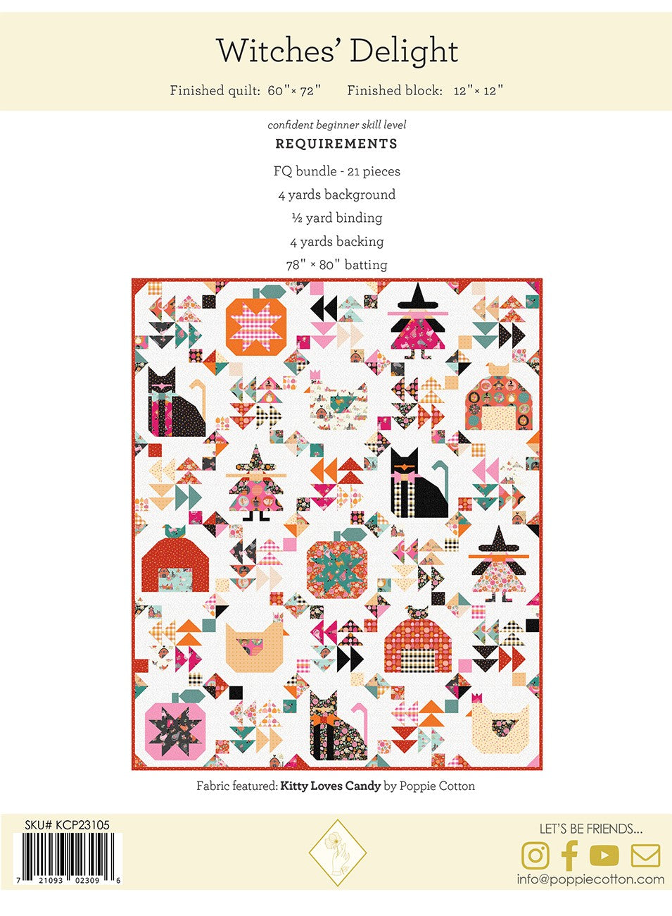 Back of the Quilt Pattern Sweet Halloween Witches Delight