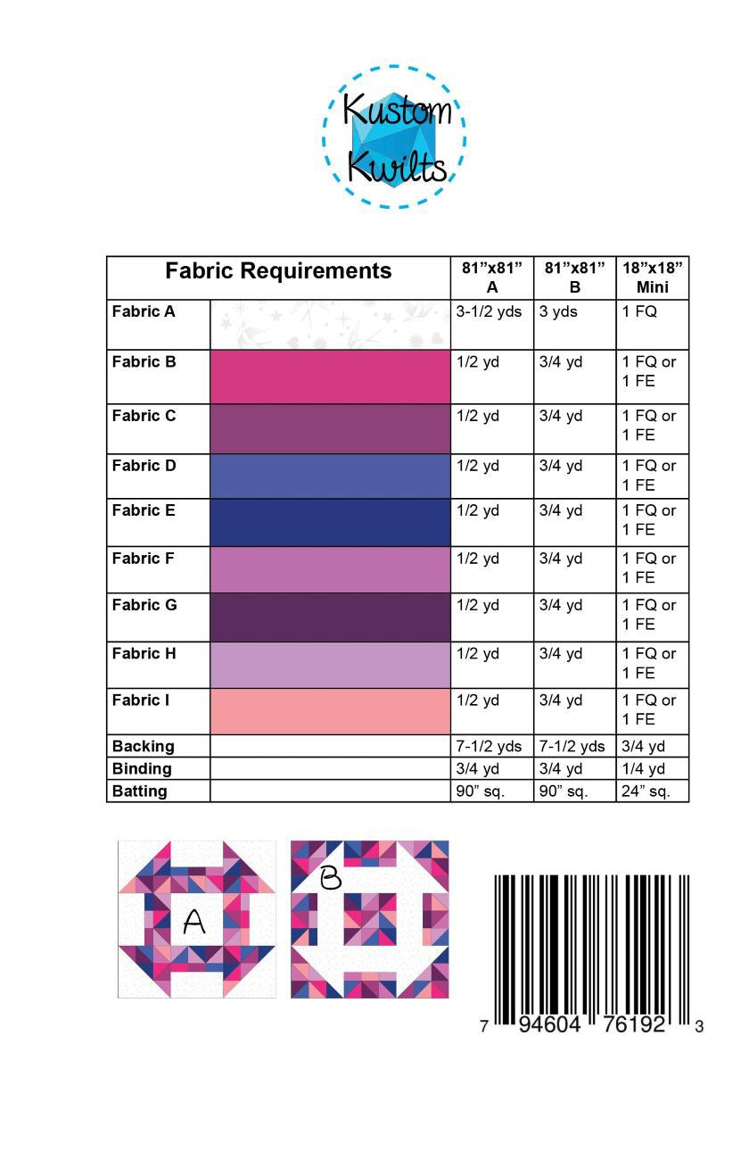 Back of the Cheeky Churn Dash Quilt Pattern by Kustom Kwilts