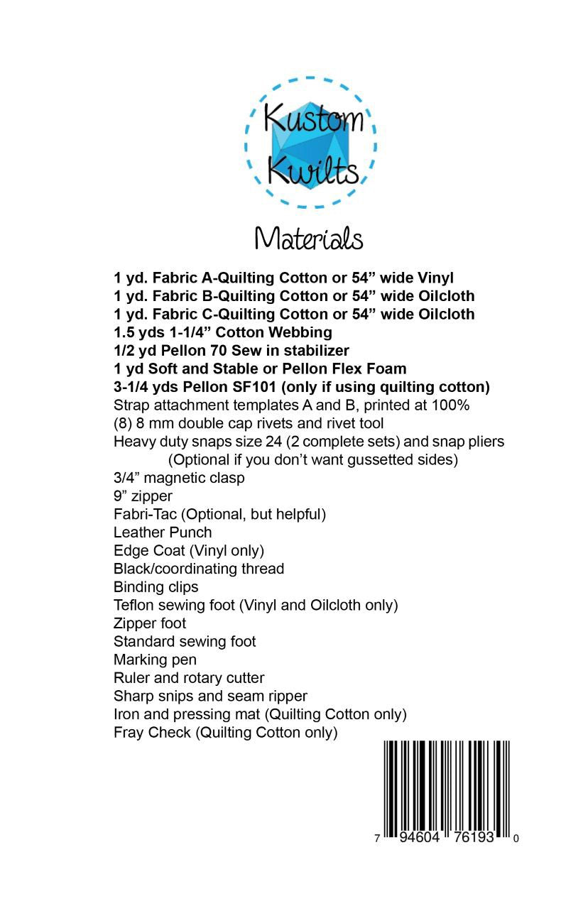 Back of the Mamacita Tote Pattern by Kustom Kwilts