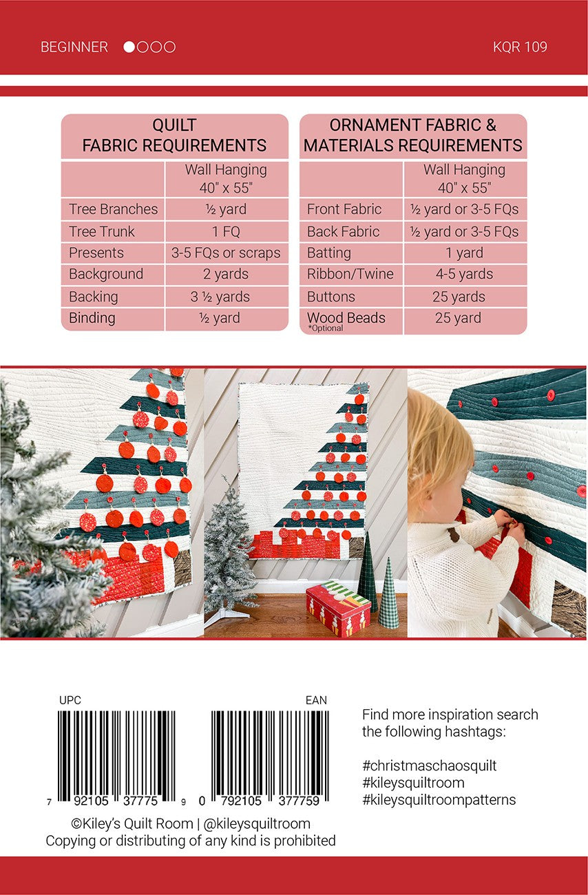 Back of the Christmas Chaos Quilt Pattern by Kiley's Quilt Room