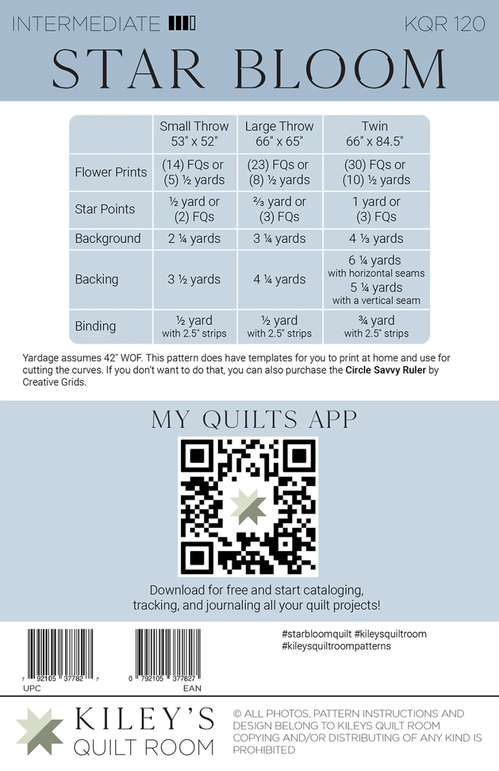 Back of the Star Bloom Quilt Pattern by Kiley's Quilt Room