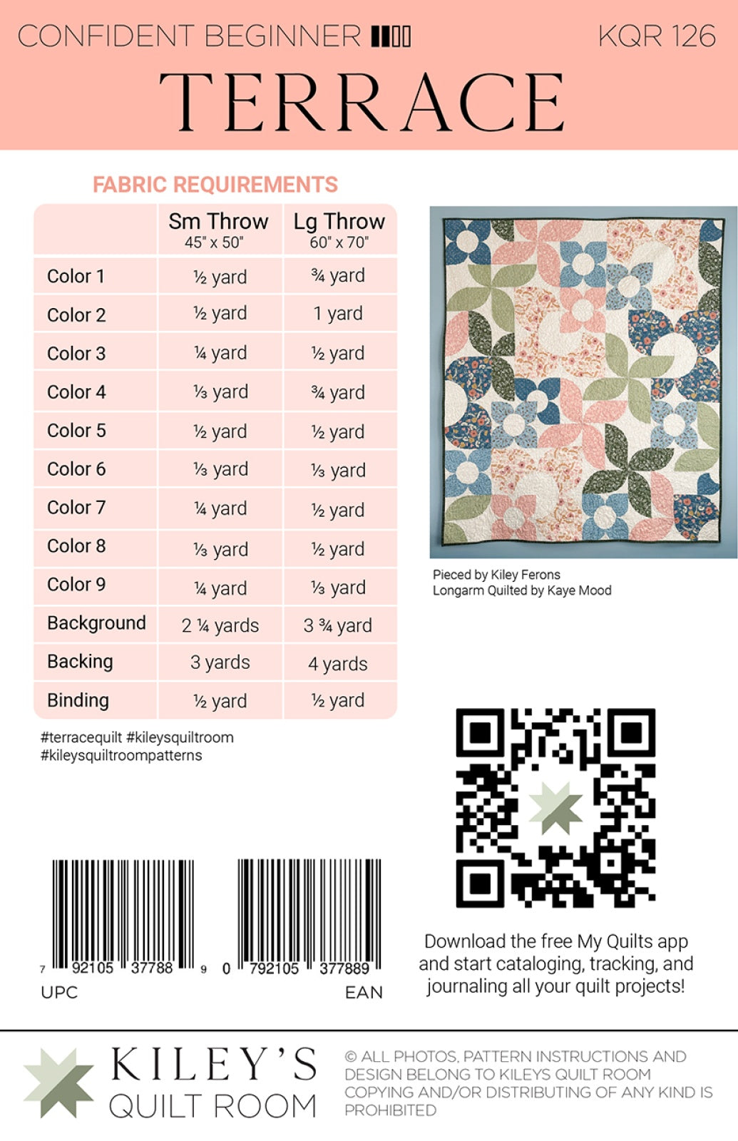 Back of the Terrace Quilt Pattern by Kiley's Quilt Room