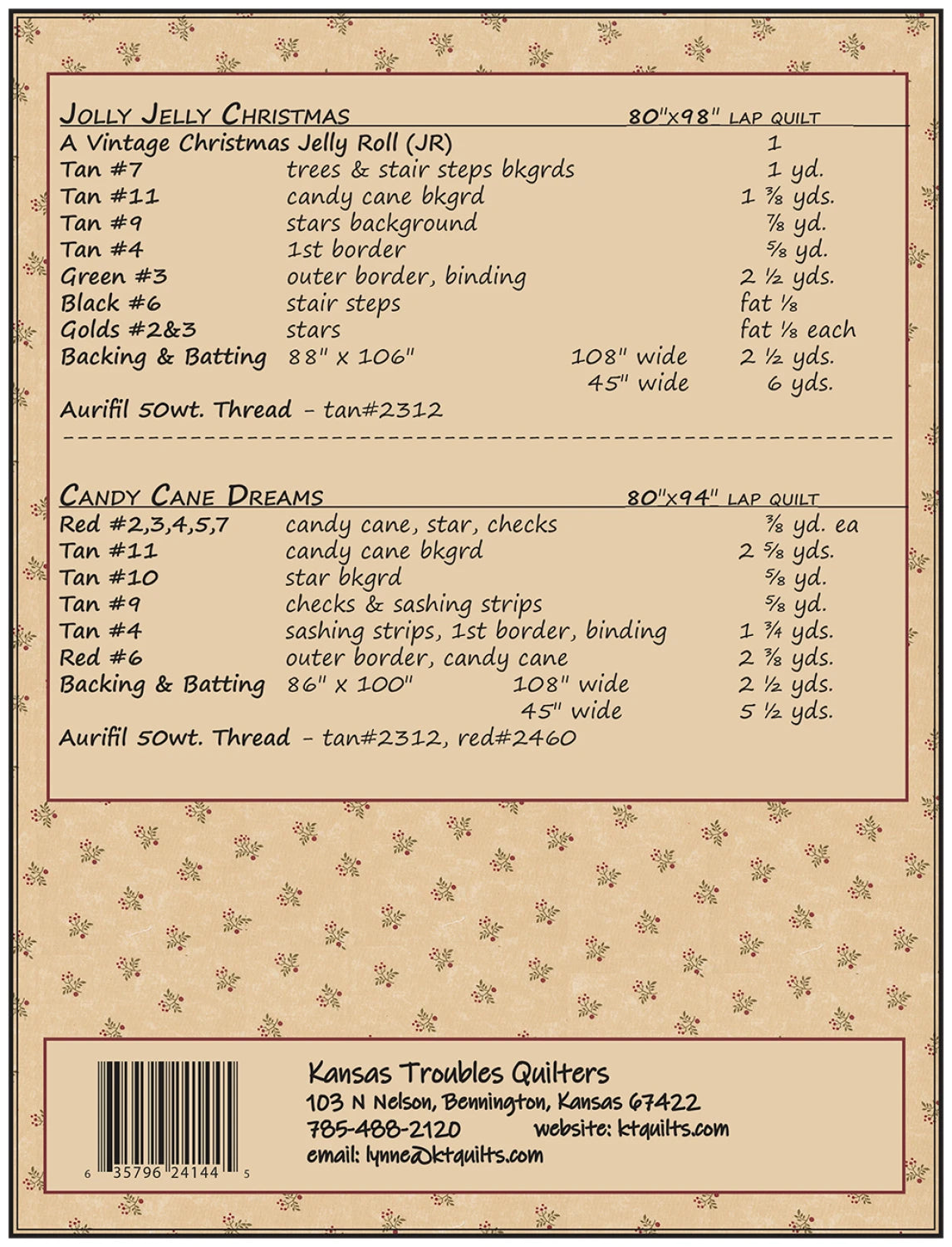 Back of the Jolly Jelly Christmas Quilt Pattern by Kansas Troubles Quilters