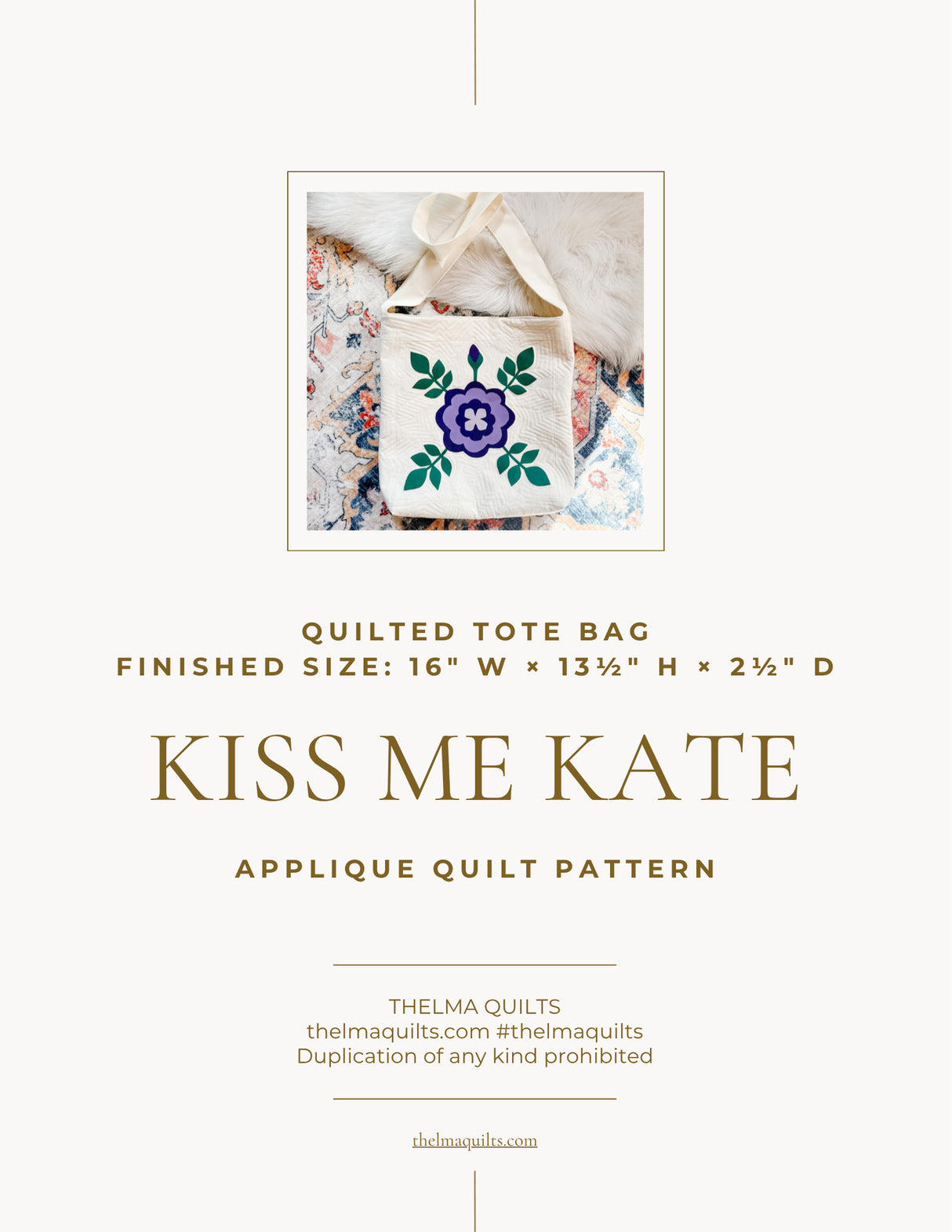 Kiss Me Kate Downloadable Pattern by Thelma Quilts