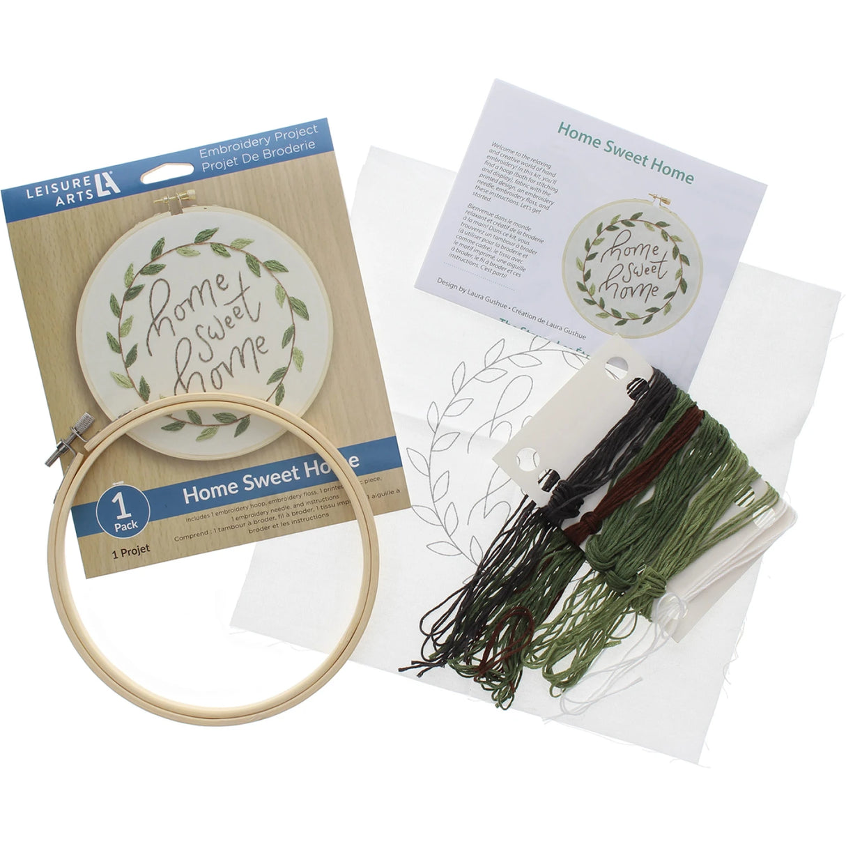 Leisure Arts Kit Embroidery 6" Home Sweet Home by Leisure Arts