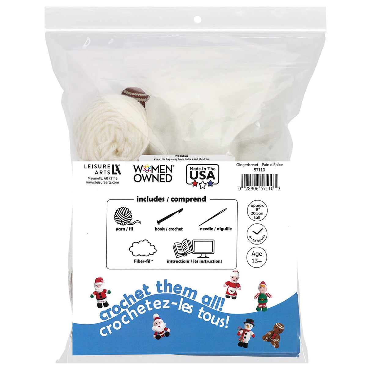 Back of the Leisure Arts Crochet Friend Kit Gingerbread Pattern by Leisure Arts