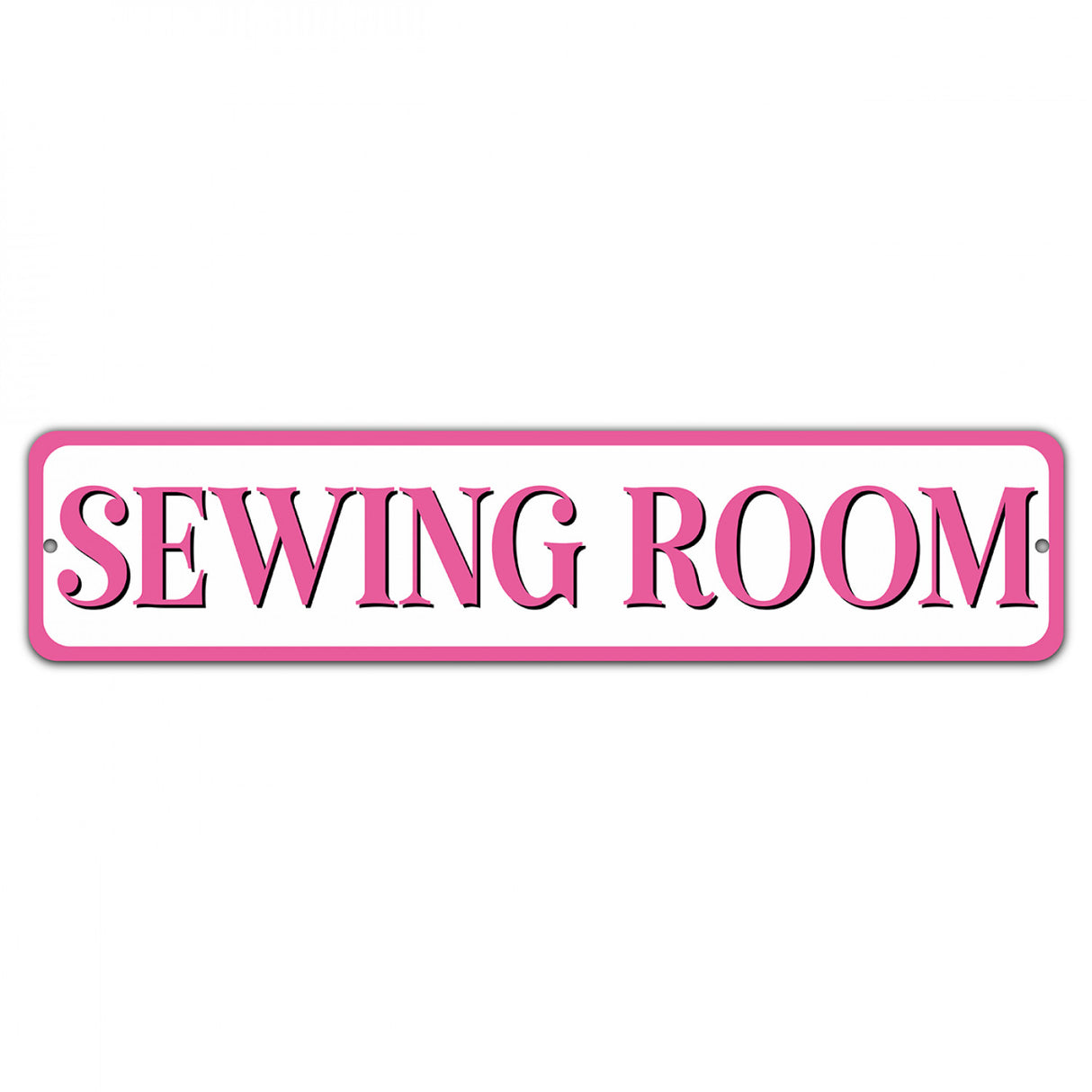 Sewing Room Pink 4in x 18in Aluminum Sign by Lake & Laser