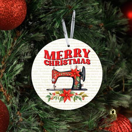 Sewing Machine with Poinsettia Ornament by Lake & Laser