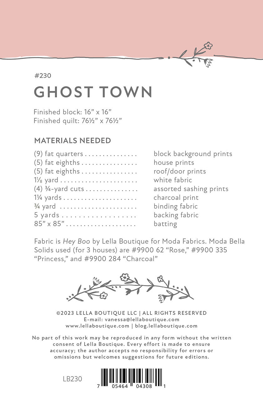 Back of the Ghost Town Quilt Pattern by Lella Boutique