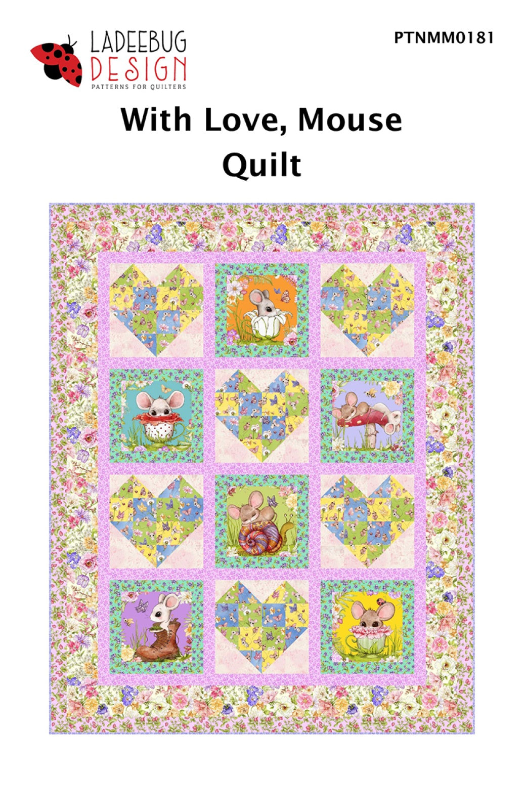 With Love, Mouse Quilt Pattern by Ladeebug Designs
