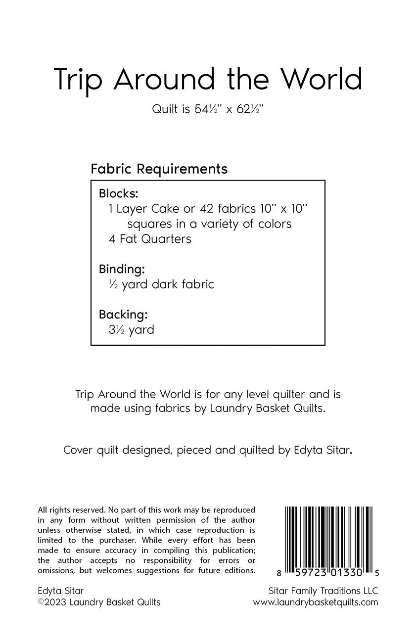 Back of the Trip Around the World Quilt Pattern by Laundry Basket