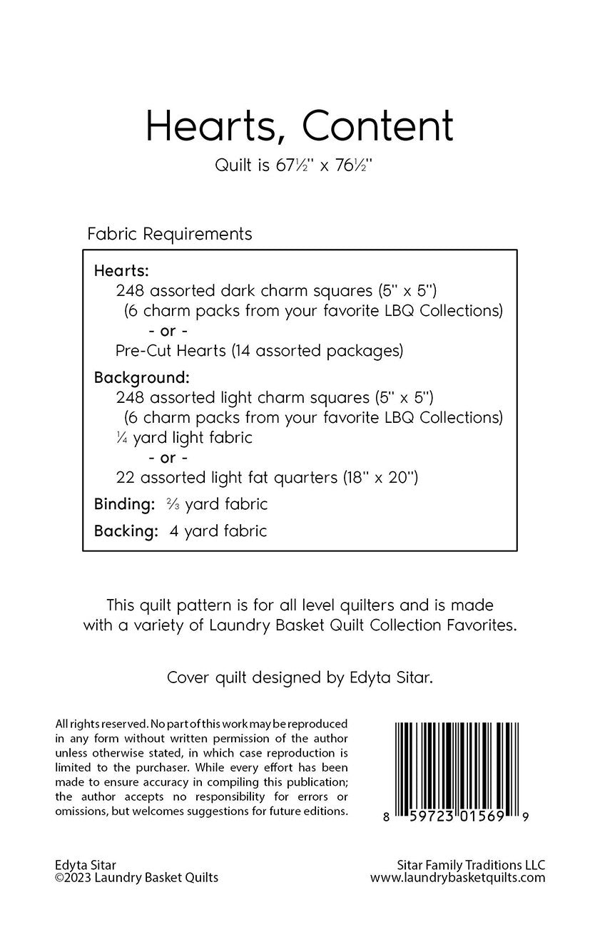Hearts, Content Quilt Pattern