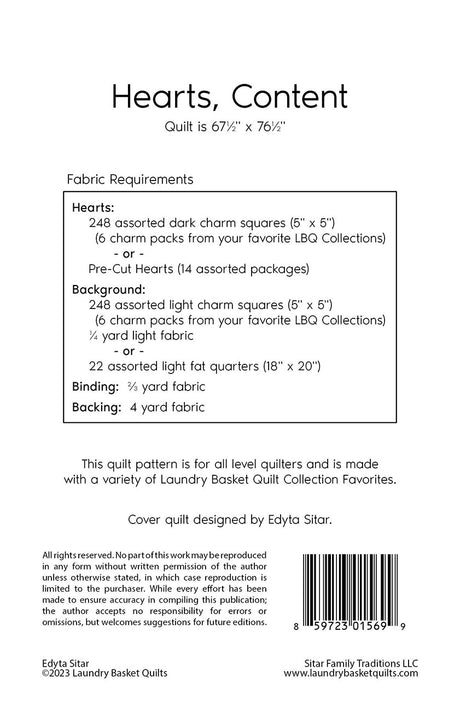 Hearts, Content Quilt Pattern