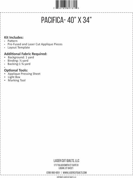 Back of the Pacifica Quilt Pattern by Laser Cut Quilts