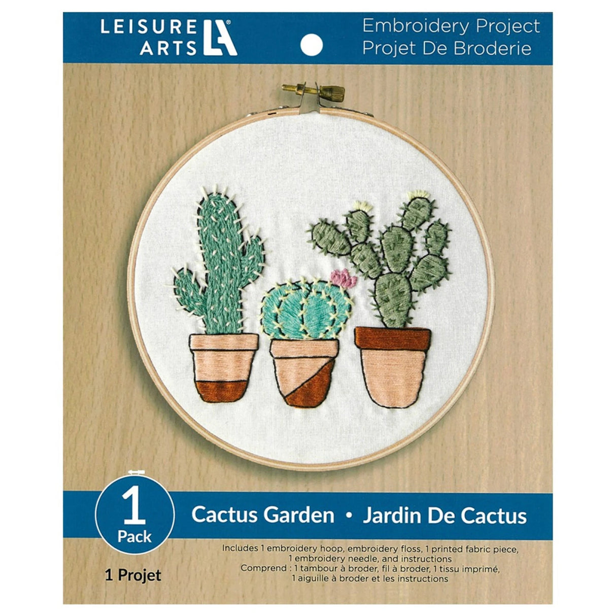 Leisure Arts Kit Embroidery 6in Cactus Garden by Leisure Arts