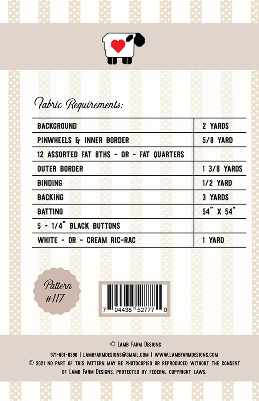 Back of the Holiday Wishes Quilt Pattern by Lamb Farm Designs