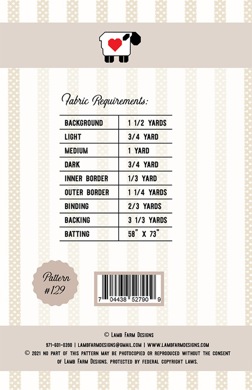 Back of the Strawberry Fields Quilt Pattern by Lamb Farm Designs