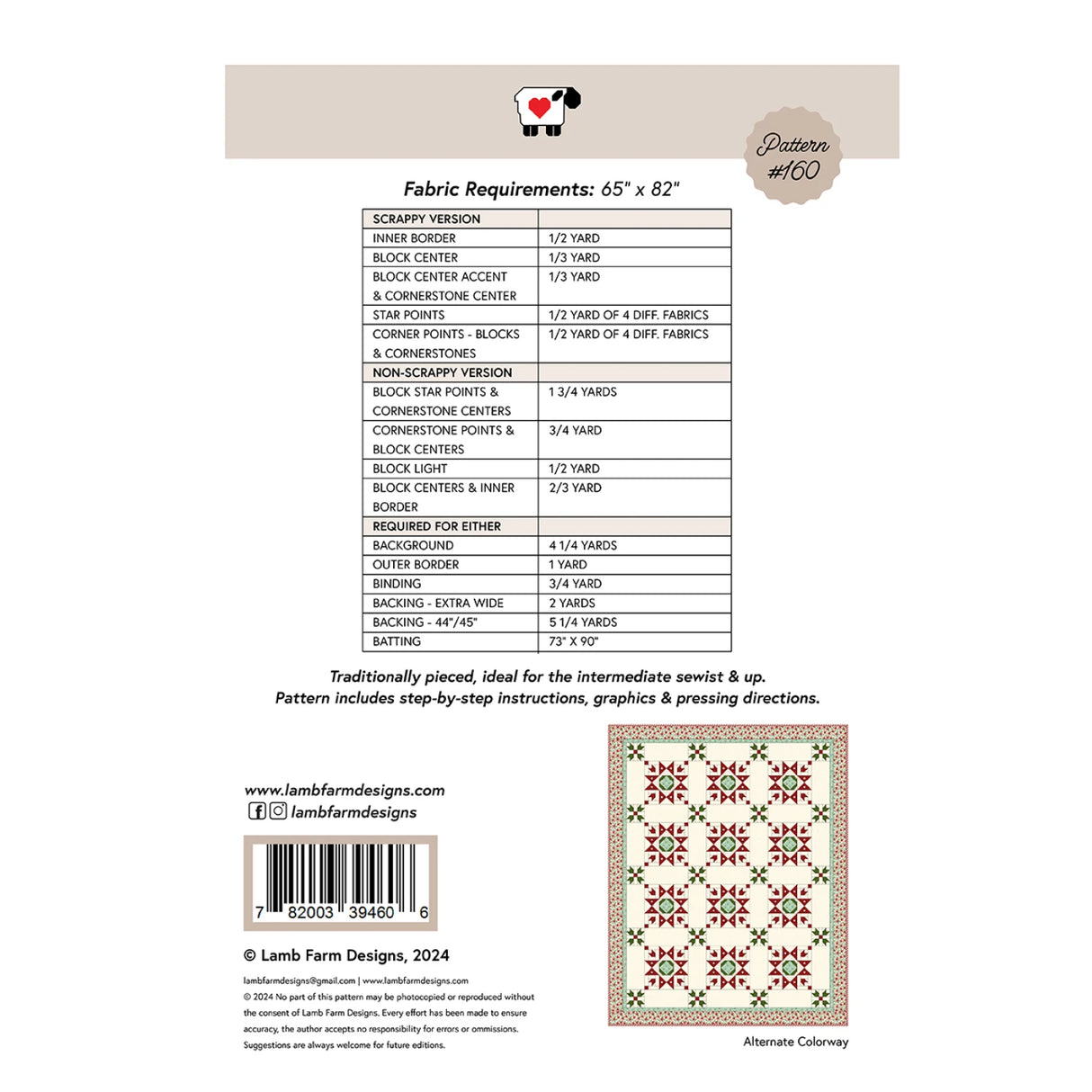 Back of the Berry Picking Quilt Pattern by Lamb Farm Designs