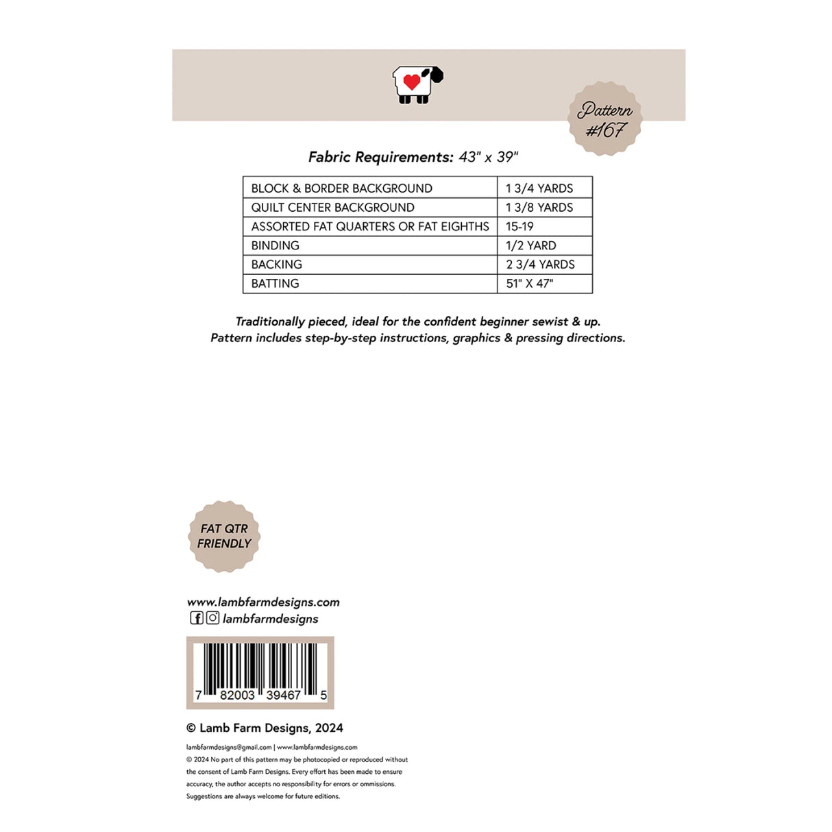 Back of the Country Breeze Quilt Pattern by Lamb Farm Designs