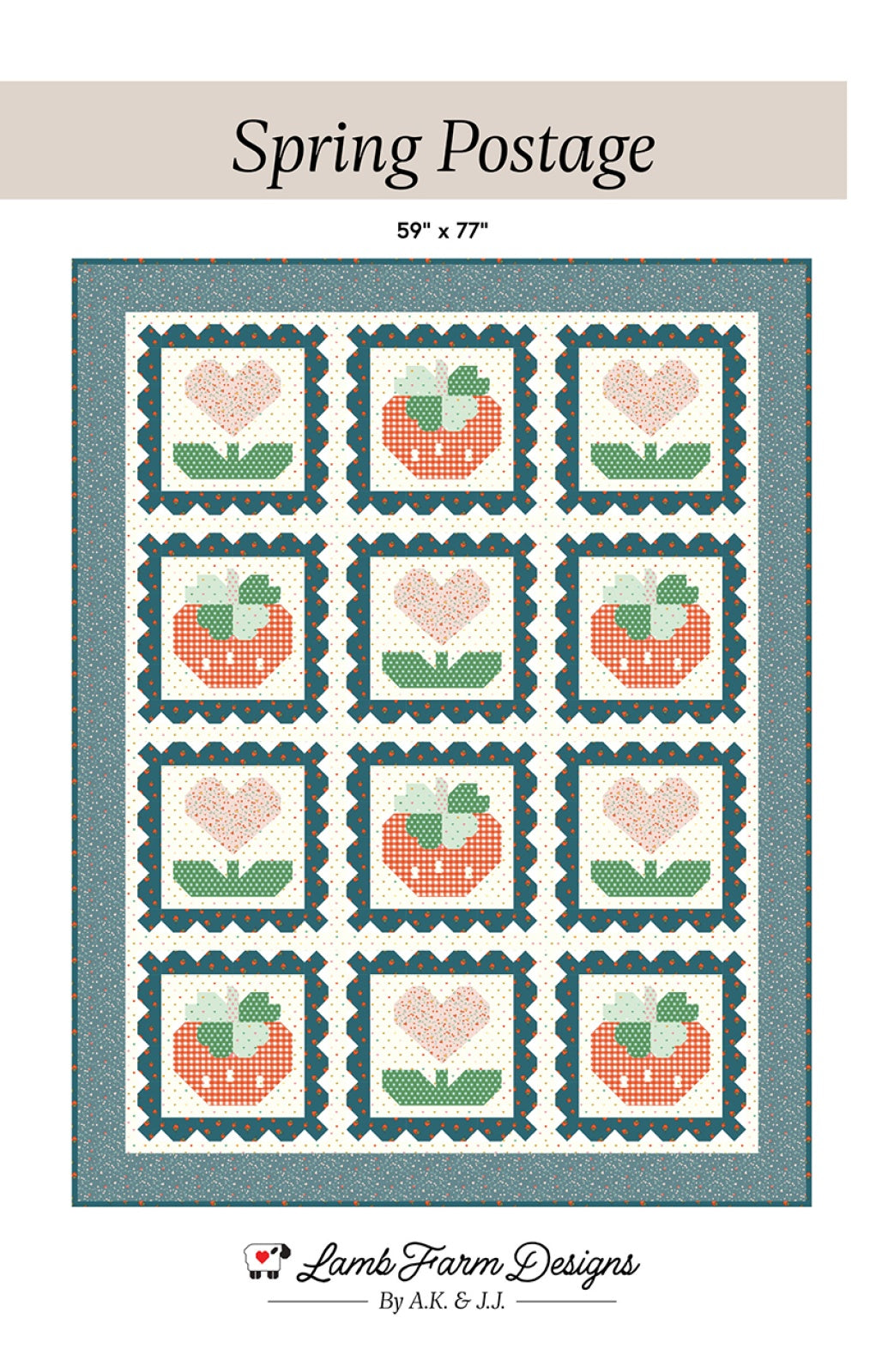 Spring Postage Quilt Pattern by Lamb Farm Designs