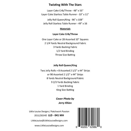 Back of the Twisting With the Stars Quilt Pattern by Little Louise Designs