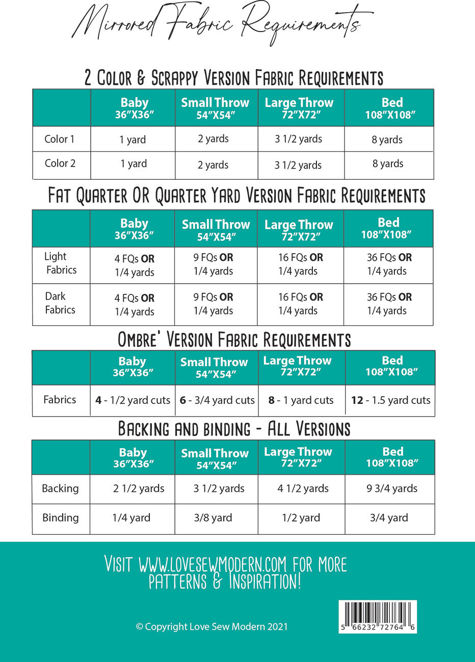 Back of the Mirrored Quilt Pattern by Love Sew Modern