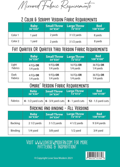 Back of the Mirrored Quilt Pattern by Love Sew Modern