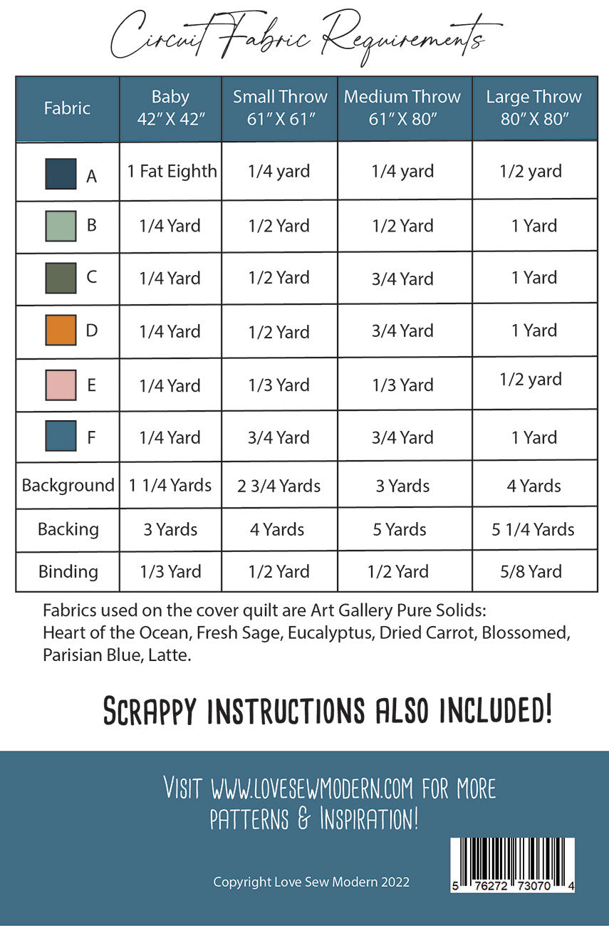 Back of the Circuit Quilt Pattern by Love Sew Modern