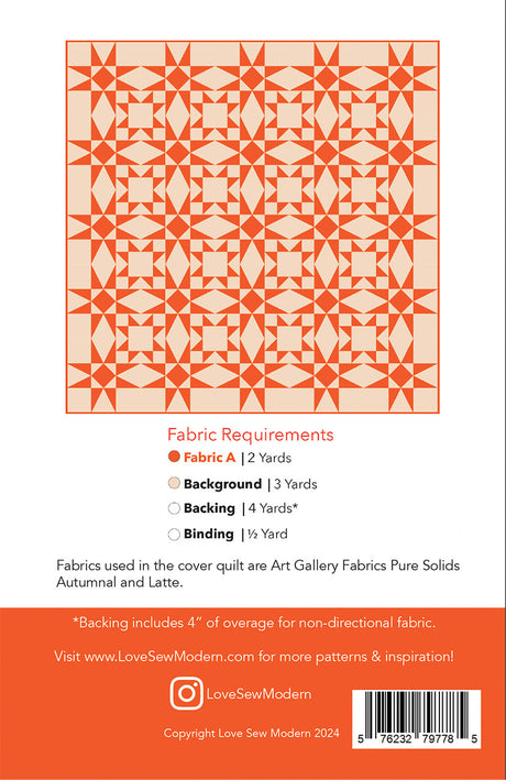 Back of the Celestial Path Quilt Pattern by Love Sew Modern