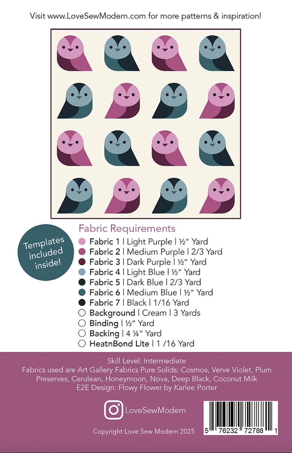 Back of the Gizmo Quilt Pattern by Love Sew Modern