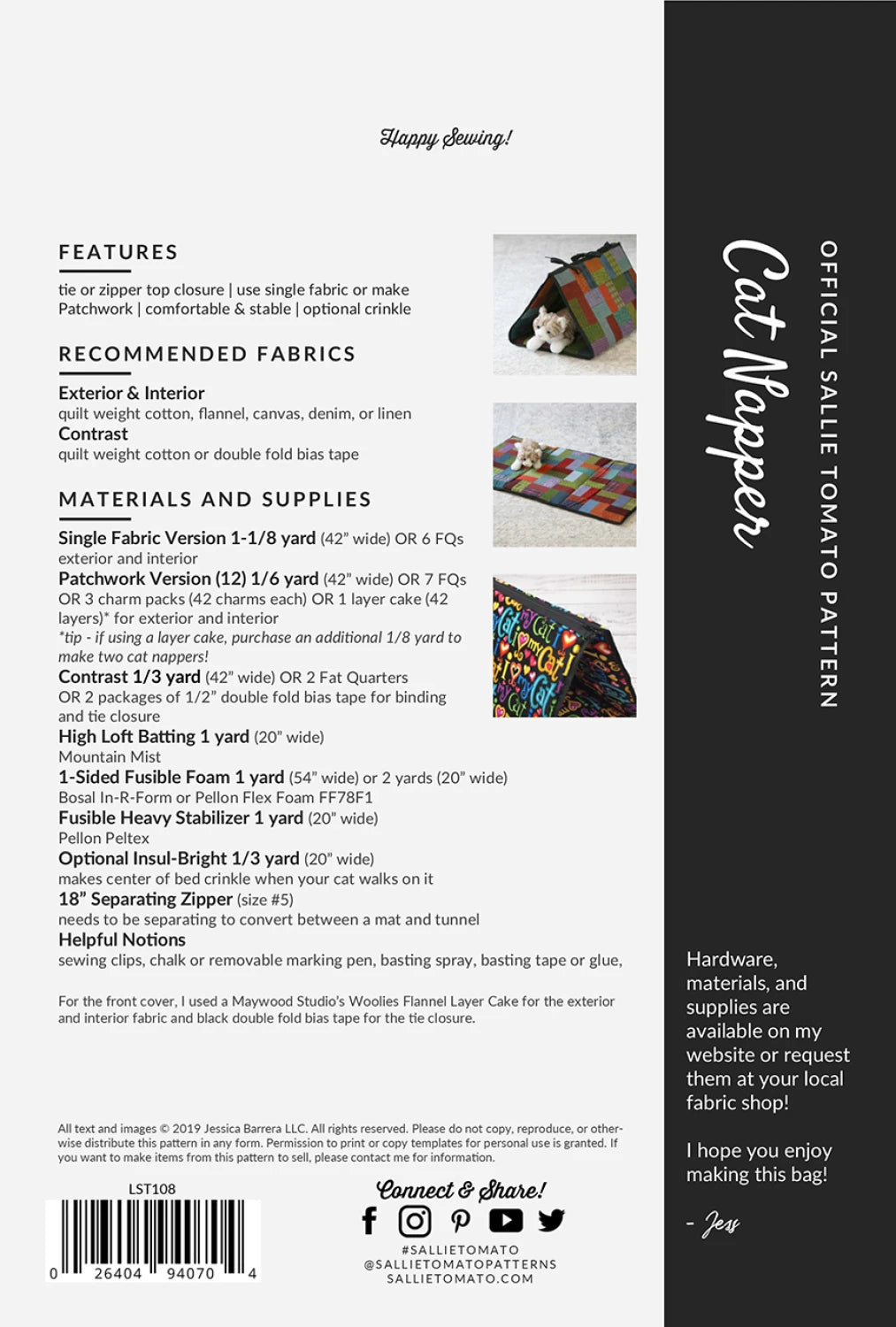 Back of the Cat Napper Pattern by Sallie Tomato