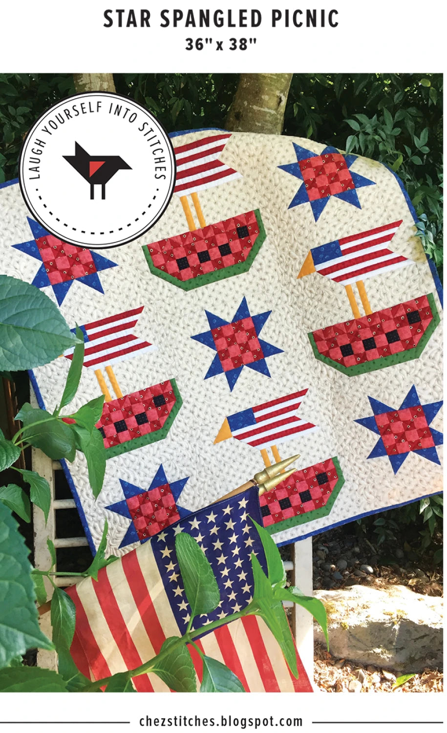 Star Spangled Picnic Quilt Pattern by Laugh Yourself Into Stitches