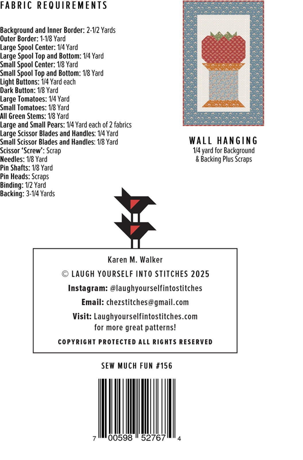 Back of the Sew Much Fun Quilt Pattern by Laugh Yourself Into Stitches