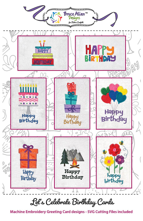 Let's Celebrate Birthday Cards Downloadable Pattern by Fabric Confetti