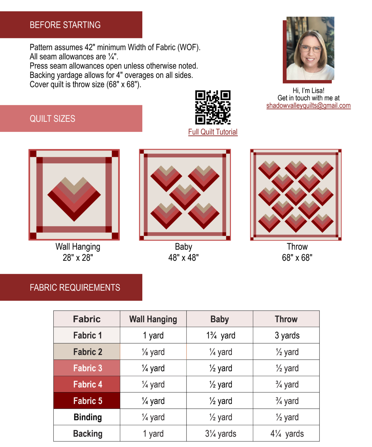 Lincoln's Valentine Downloadable Pattern by Shadow Valley Quilts
